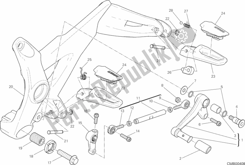 Toutes les pièces pour le Repose-pieds, Gauche du Ducati Monster 821 Stripes 2016